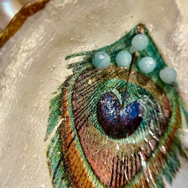 Peacock Feather with Chrysoprase Gems