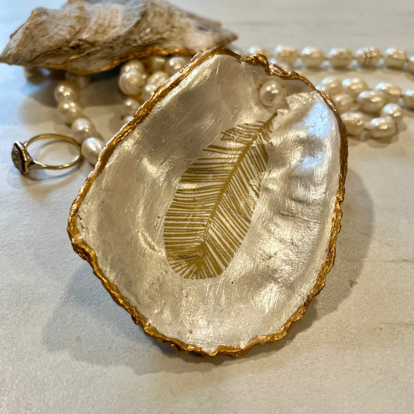 Smaller Golden Feather with Pearl