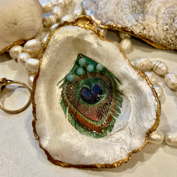 Peacock Feather with Chrysoprase Gems