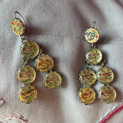 Vintage Persian Hand Painted Earrings