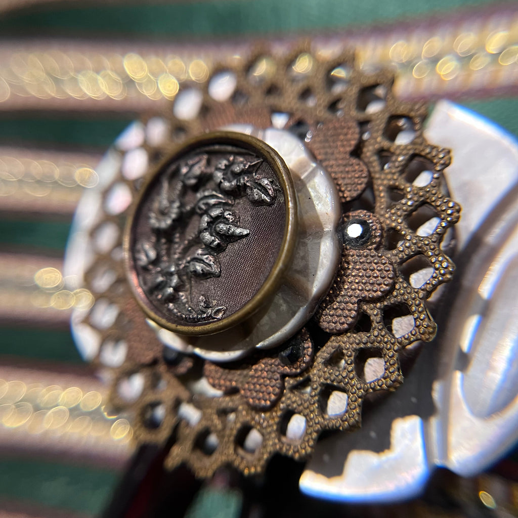 Vintage Repurposed Louis Vuitton Silver Button Hair Pin